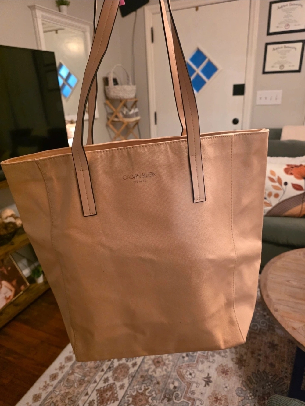 Calvin Klein Eyewear Blush Pink Promotional Tote Bag | Large Everyday Shoulder